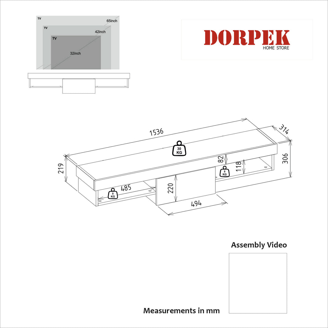 Barsine Tv Stand Sepet - Anthracite