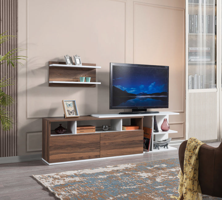 Beste Tv Unit White - Walnut