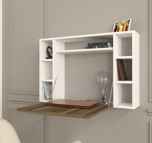 Bover Wall Mounted Study Desk White - Walnut