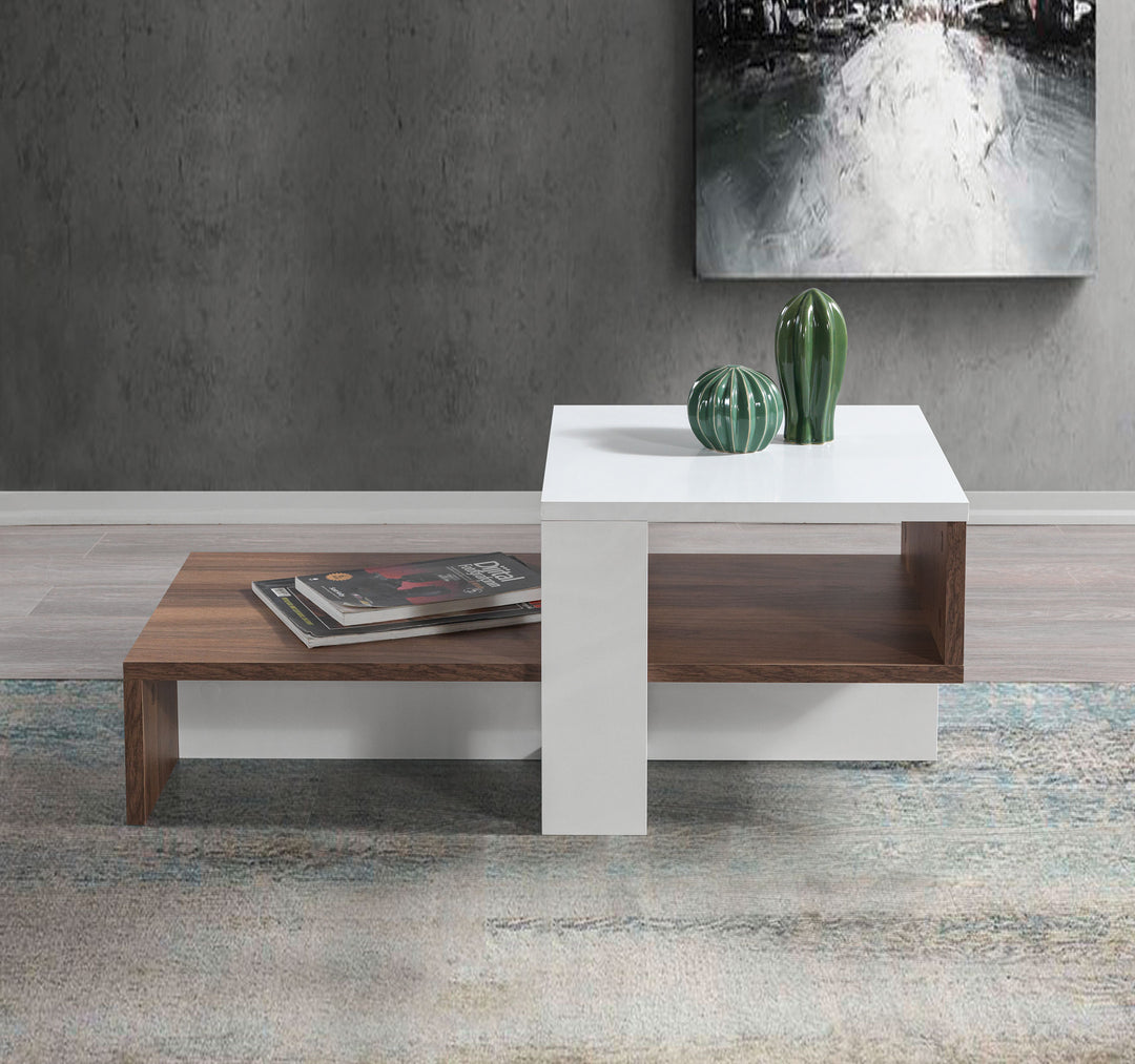 Chain Coffee Table White-Walnut