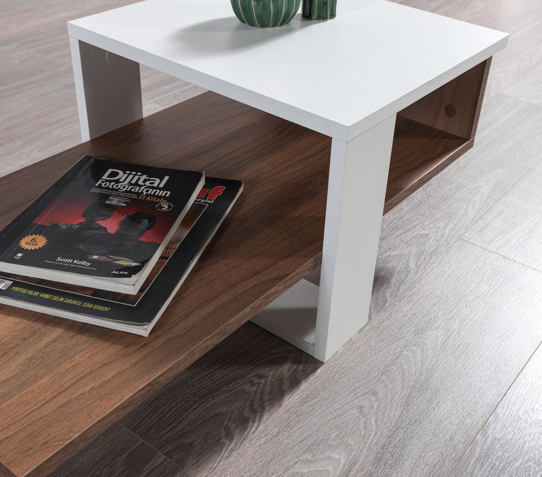 Chain Coffee Table White-Walnut