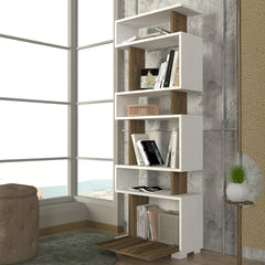 Deniro Bookcase White - Walnut