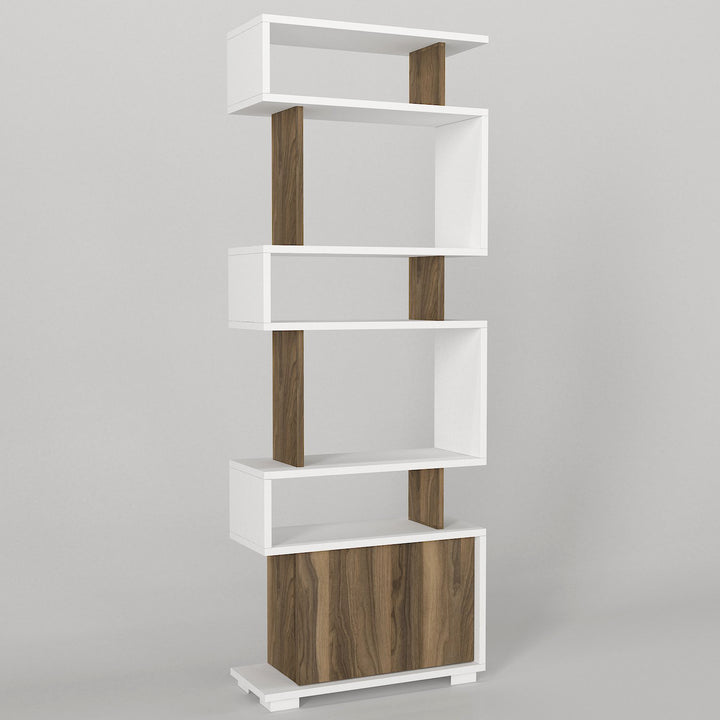 Deniro Bookcase White - Walnut