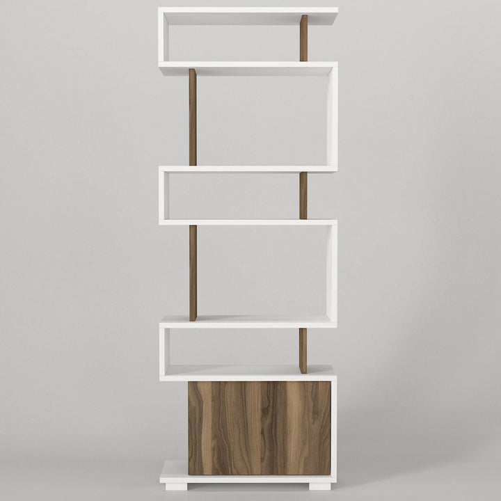 Deniro Bookcase White - Walnut