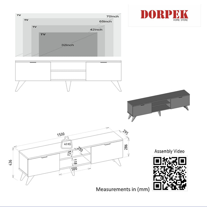 Esmeralda Tv Stand White - Walnut - 150cm