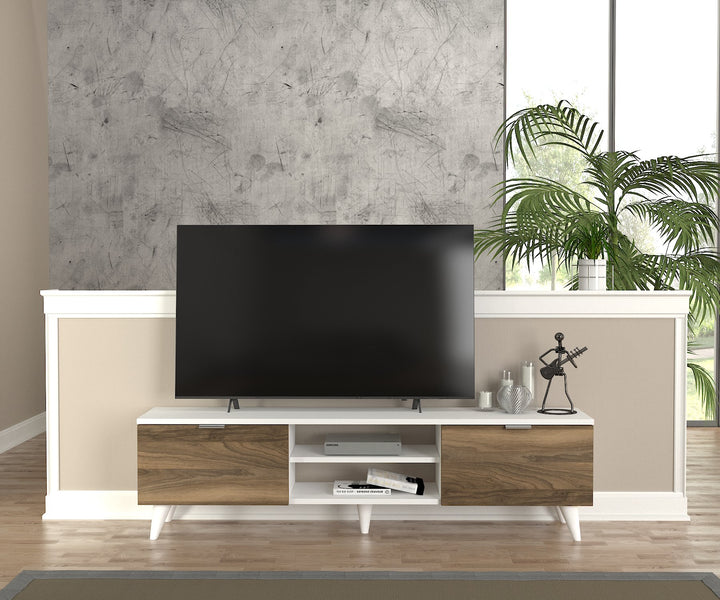 Esmeralda Tv Stand White - Walnut - 150cm