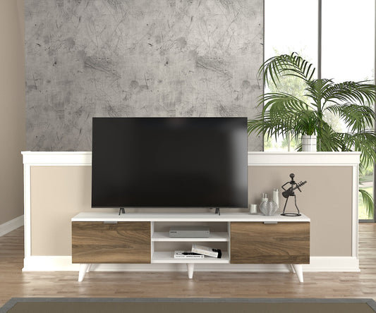 Esmeralda Tv Stand White - Walnut