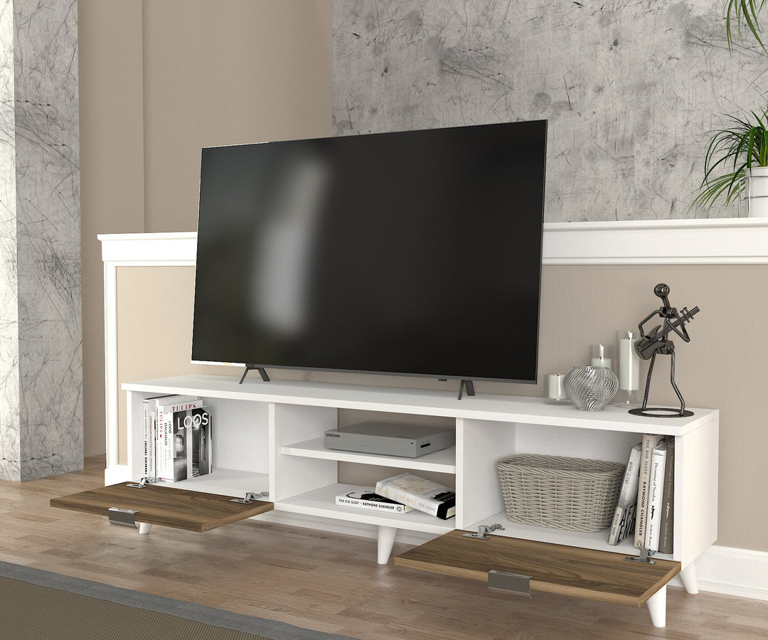 Esmeralda Tv Stand White - Walnut - 150cm