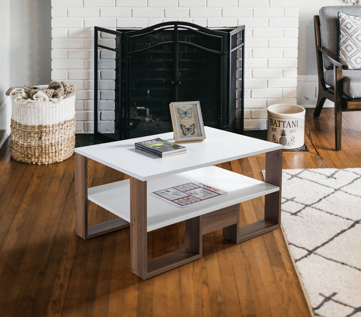 Golden Coffee Table White-Walnut