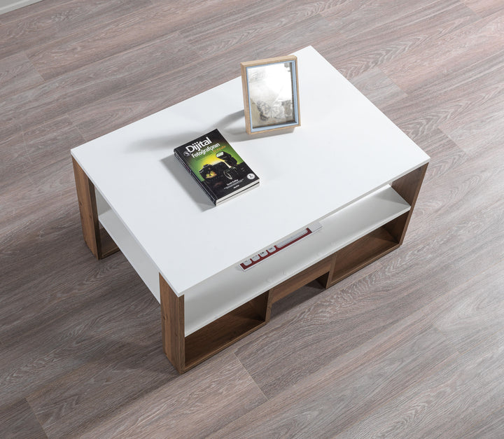 Golden Coffee Table White-Walnut