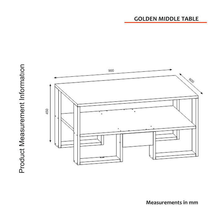 Golden Coffee Table White-Walnut