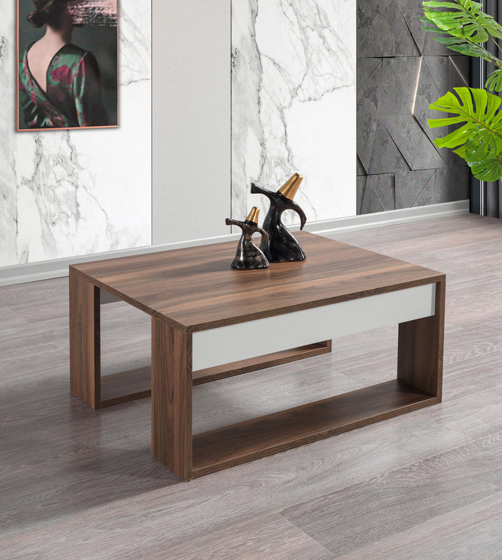 Gorder Coffee Table White - Walnut