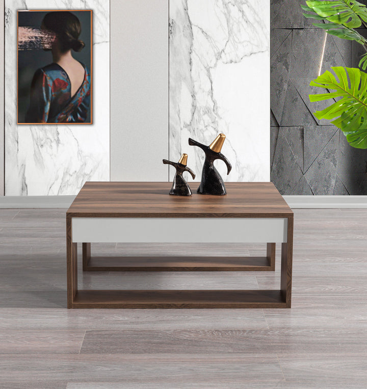 Gorder Coffee Table White - Walnut