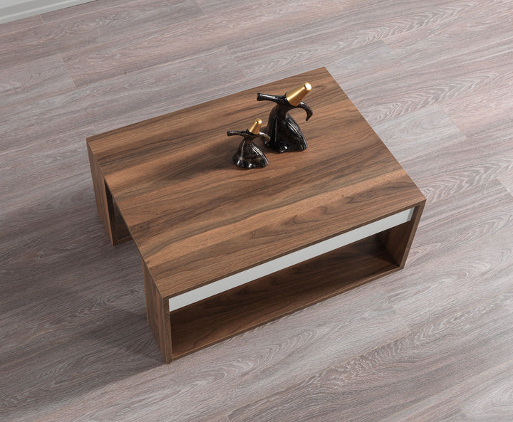 Gorder Coffee Table White - Walnut