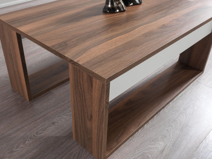 Gorder Coffee Table White - Walnut