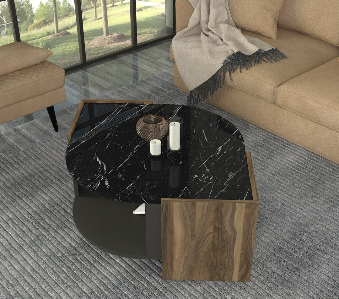 Dobby Coffee Table Walnut - Anthracite - Blackmarble