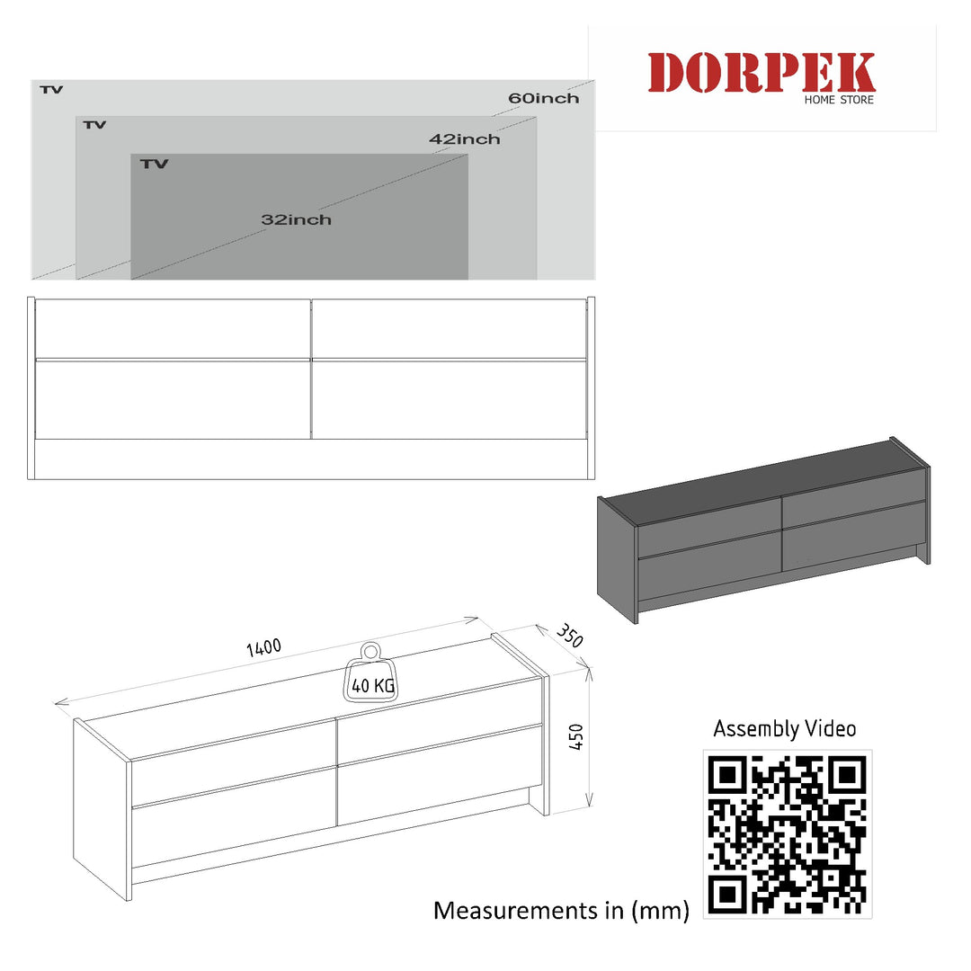 Jannet Tv Stand Anthracite - Marble