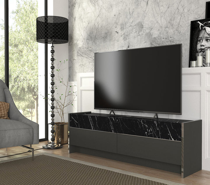 Jannet Tv Stand Anthracite - Marble