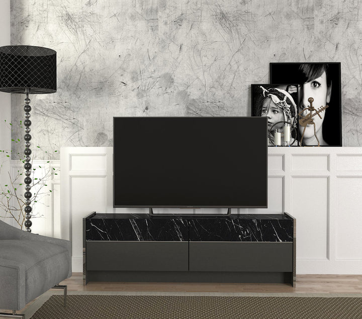 Jannet Tv Stand Anthracite - Marble