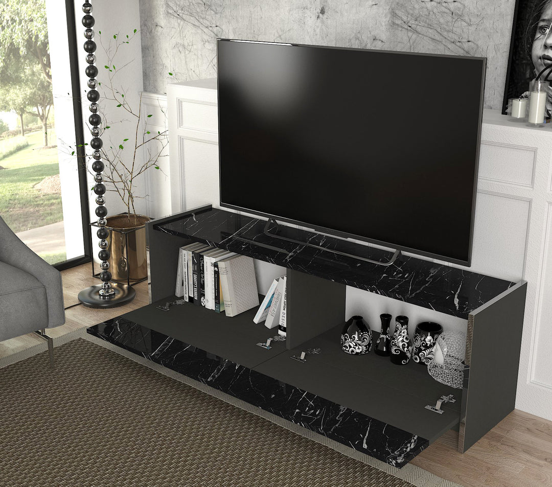 Jannet Tv Stand Anthracite - Marble