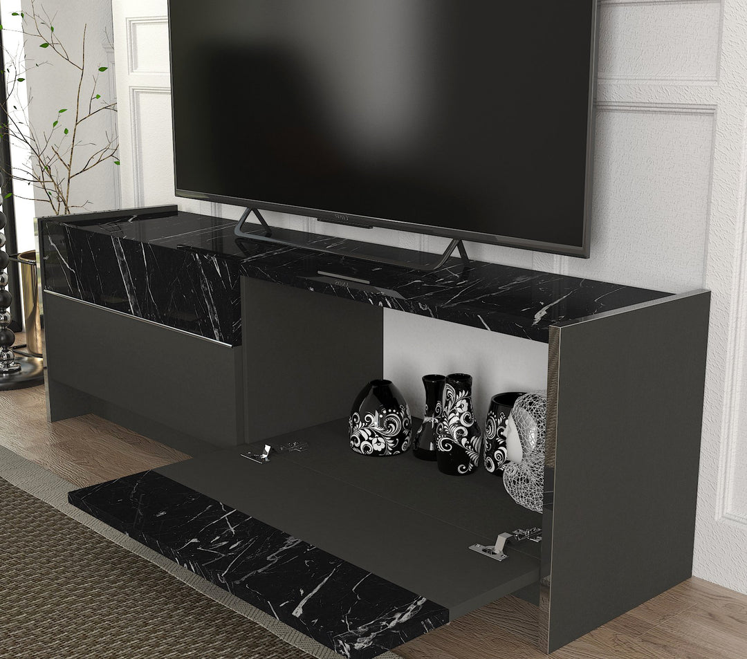 Jannet Tv Stand Anthracite - Marble