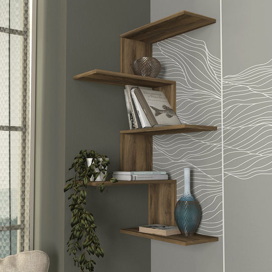 Marcella Corner Wall Shelf Walnut