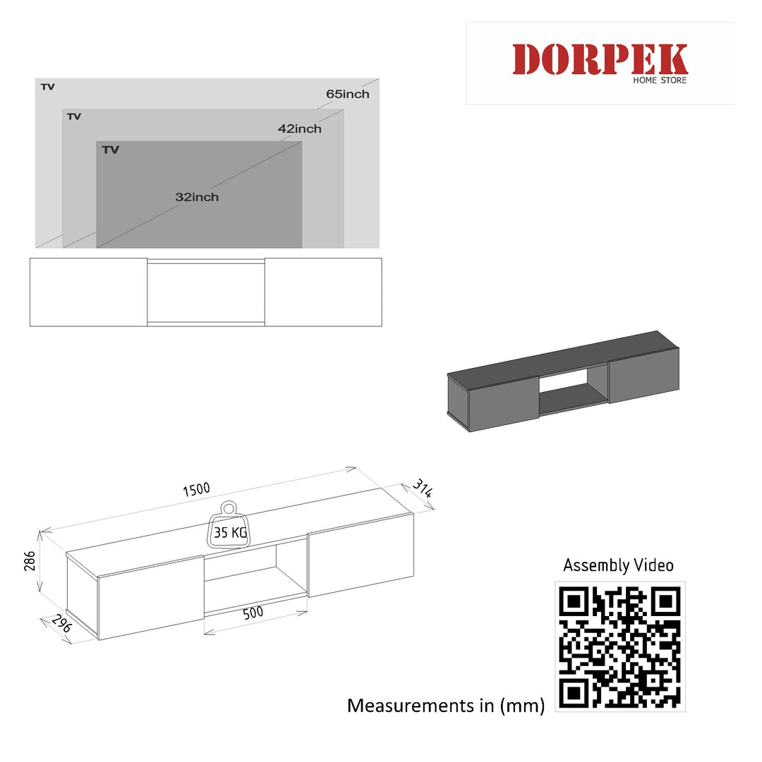 Neton Tv Stand White - 150cm