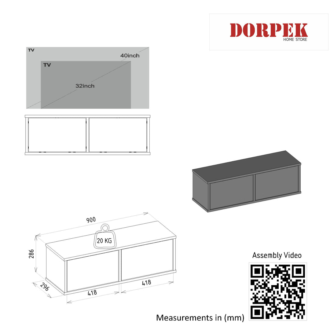 Nillo Tv Stand White - 90cm