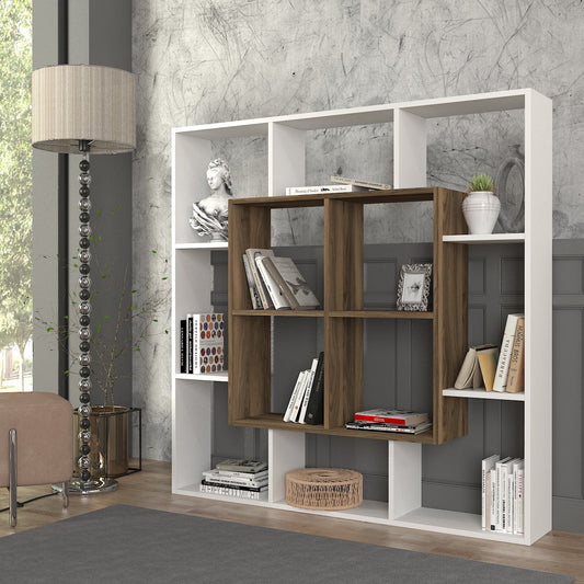 Nevra Bookcase White - Walnut