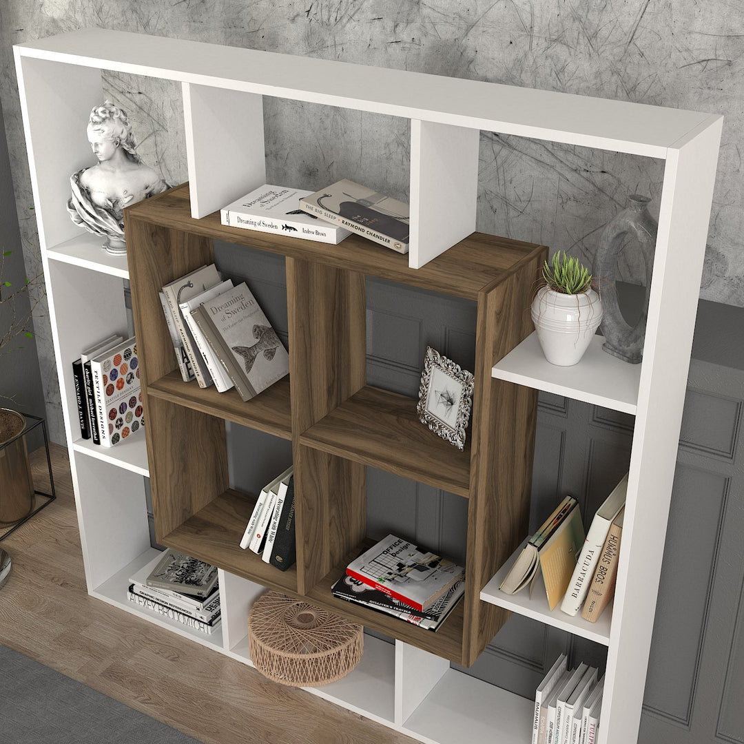 Nevra Bookcase White - Walnut