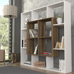 Nevra Bookcase White - Walnut