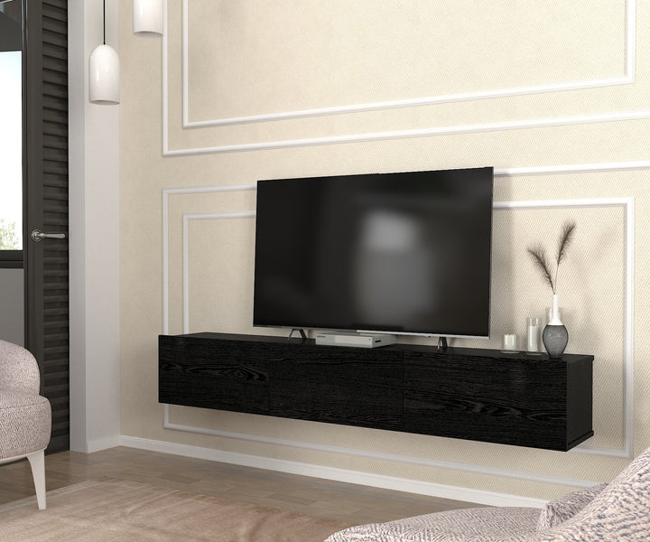 Newport Tv Stand, Sencron Black Wood for TVs up to 78" - 180cm