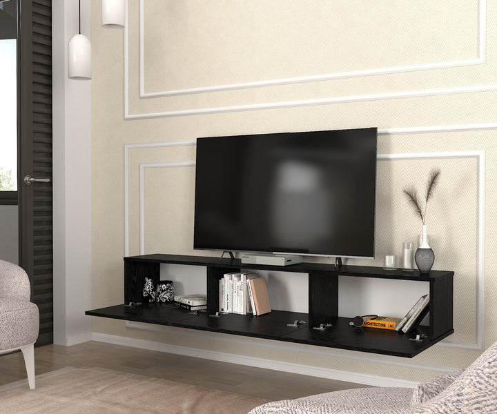 Newport Tv Stand, Sencron Black Wood for TVs up to 78" - 180cm