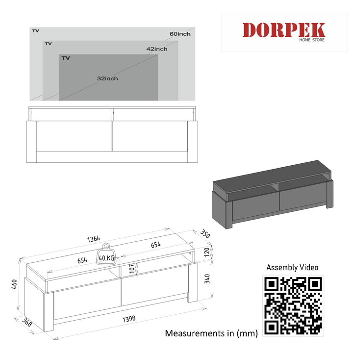 Patros Tv Stand Anthracite - Marble - 136cm