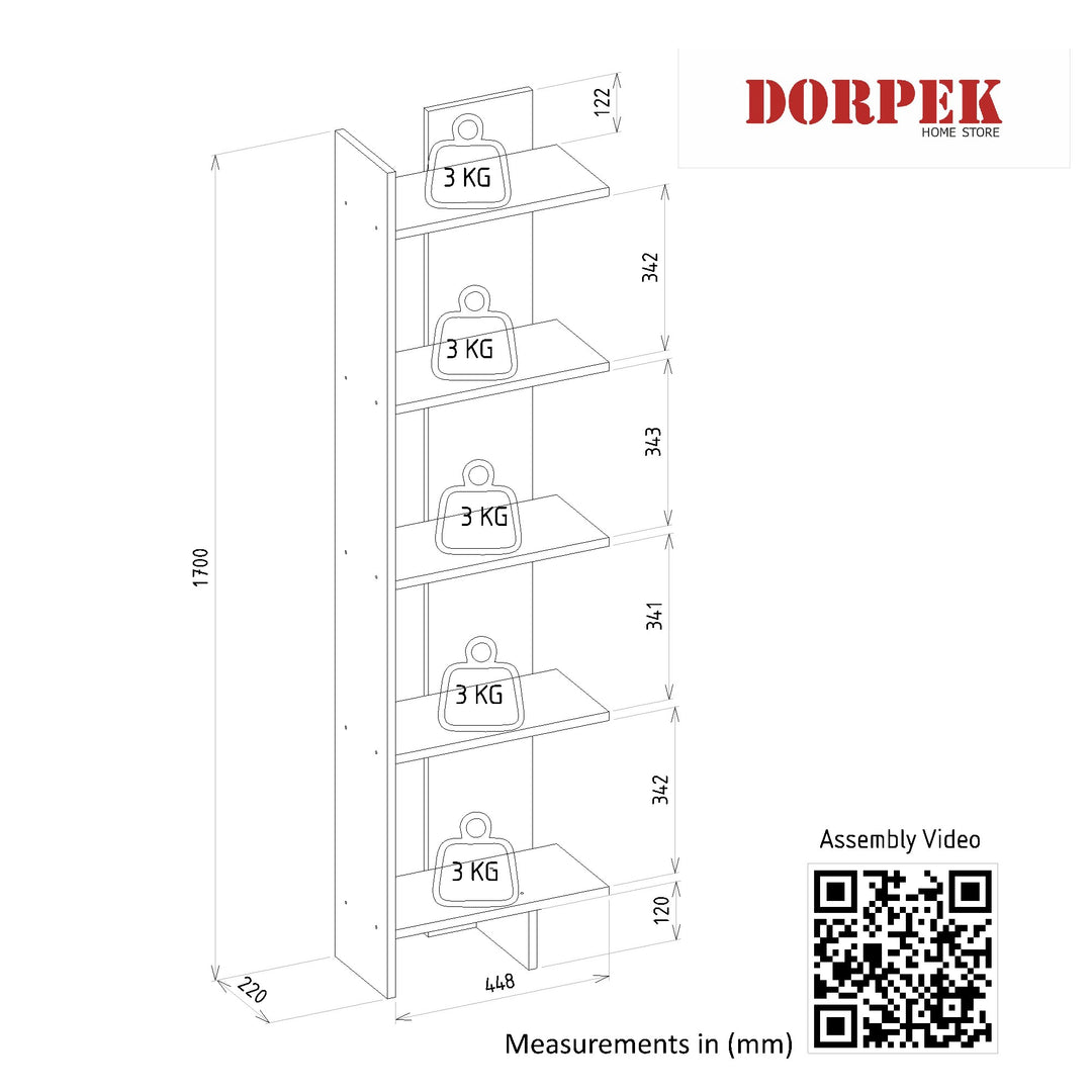 Pavero Bookcase Atlantic Pine - Anthracite