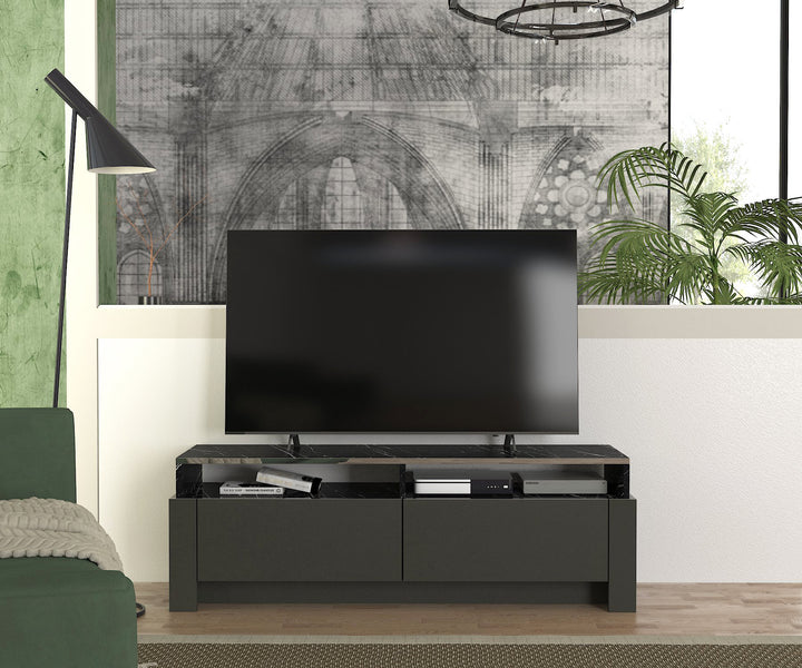 Patros Tv Stand Anthracite - Marble - 136cm