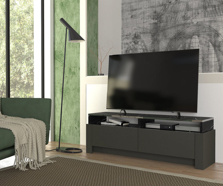 Patros Tv Stand Anthracite - Marble - 136cm