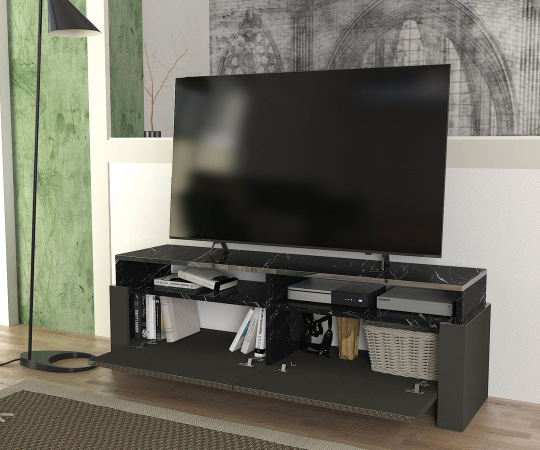 Patros Tv Stand Anthracite - Marble - 136cm