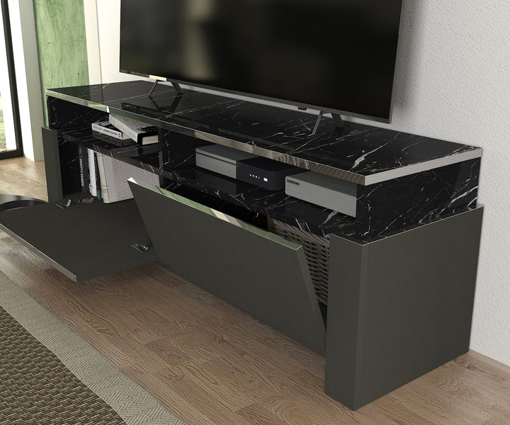 Patros Tv Stand Anthracite - Marble - 136cm