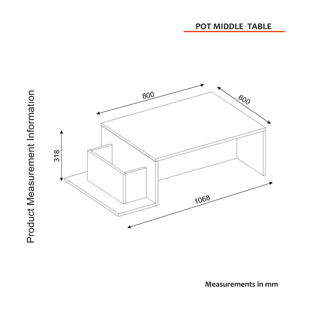 Pot Coffee Table White - Cordoba