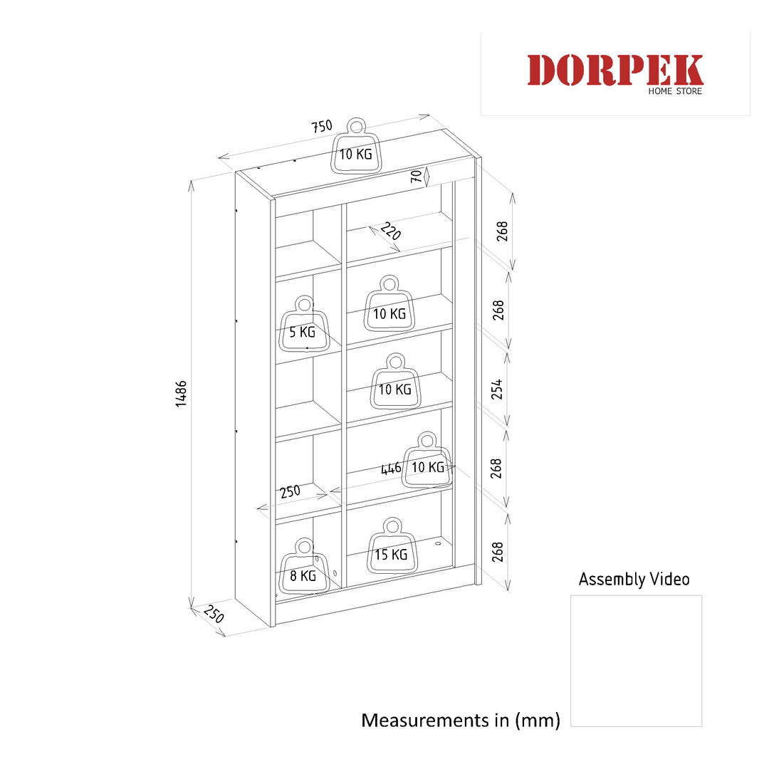 Rippina Bookcase White - Sapphire