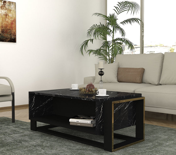 Truro Coffee Table Black Marble - Black