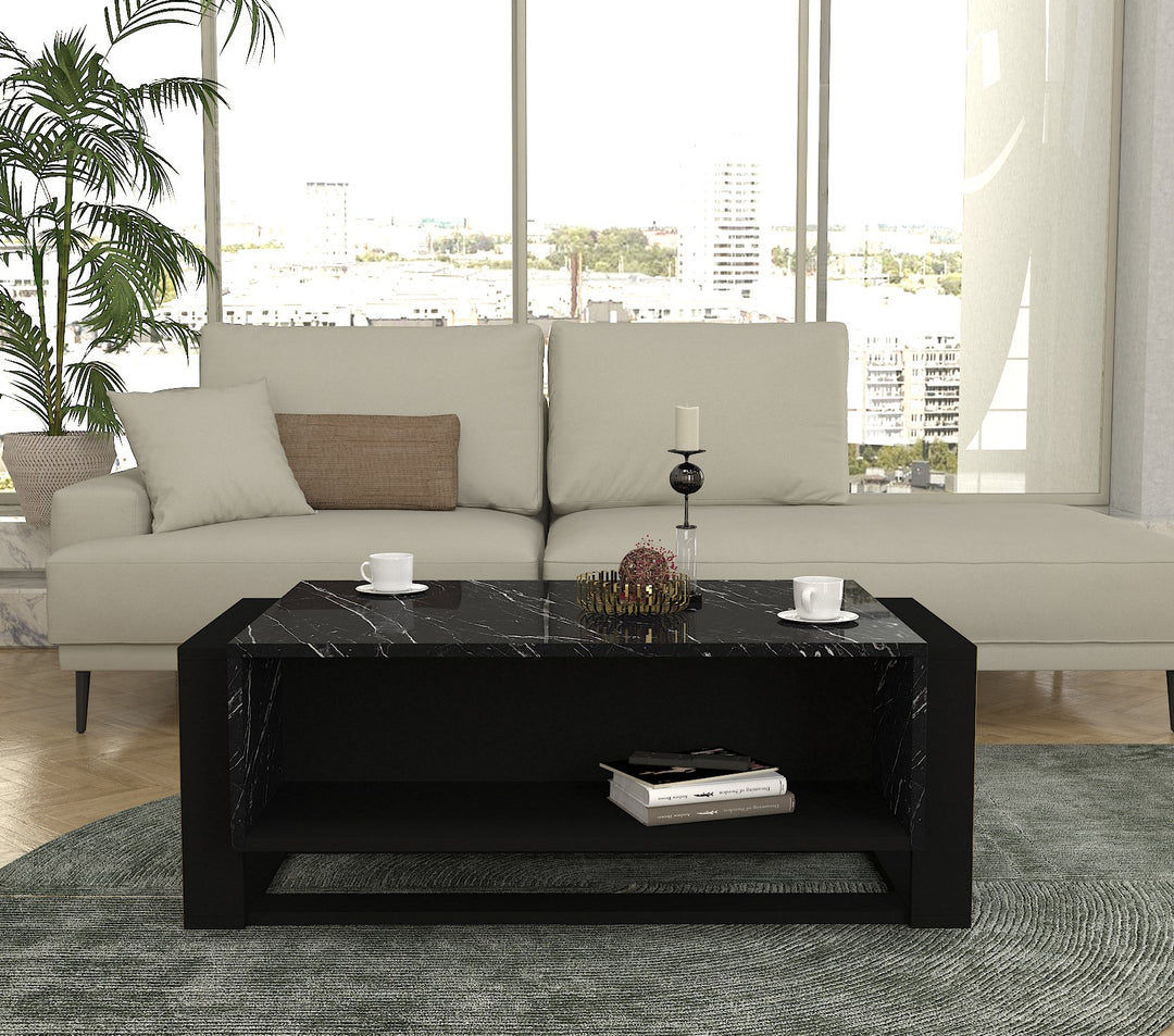 Truro Coffee Table Black Marble - Black