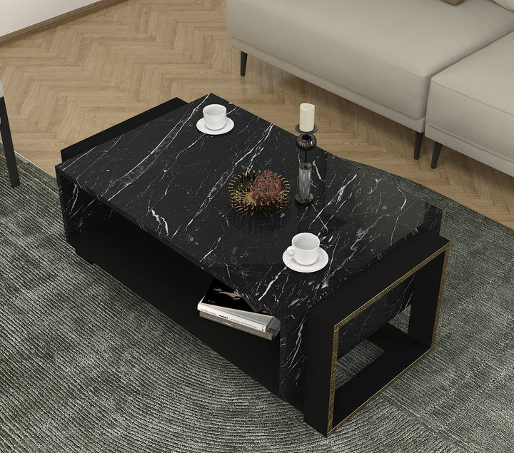 Truro Coffee Table Black Marble - Black