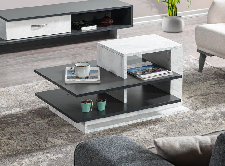 Venüs Coffee Table Anthracite - White Marble