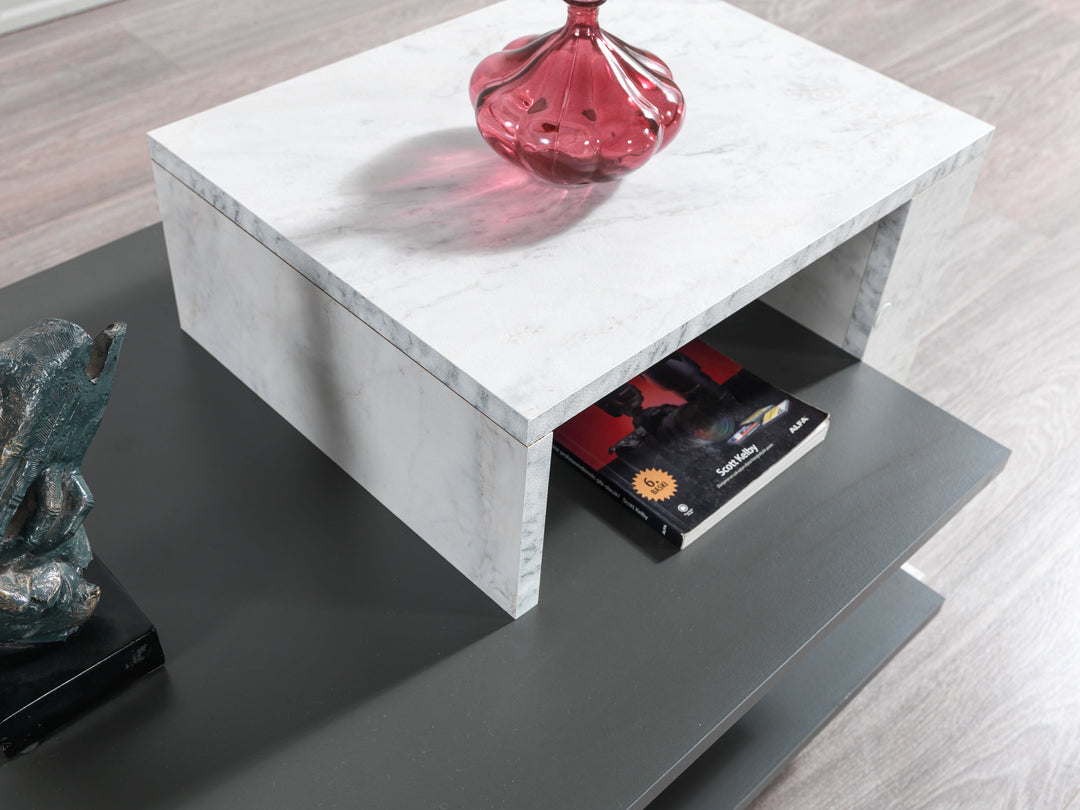 Venüs Coffee Table Anthracite - White Marble