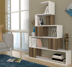 Yori Bookcase White - Walnut