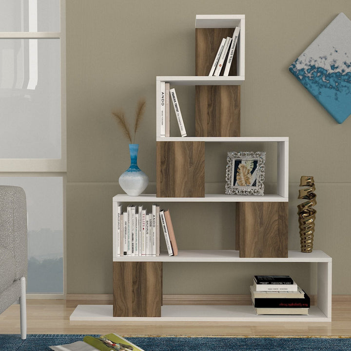 Yori Bookcase White - Walnut