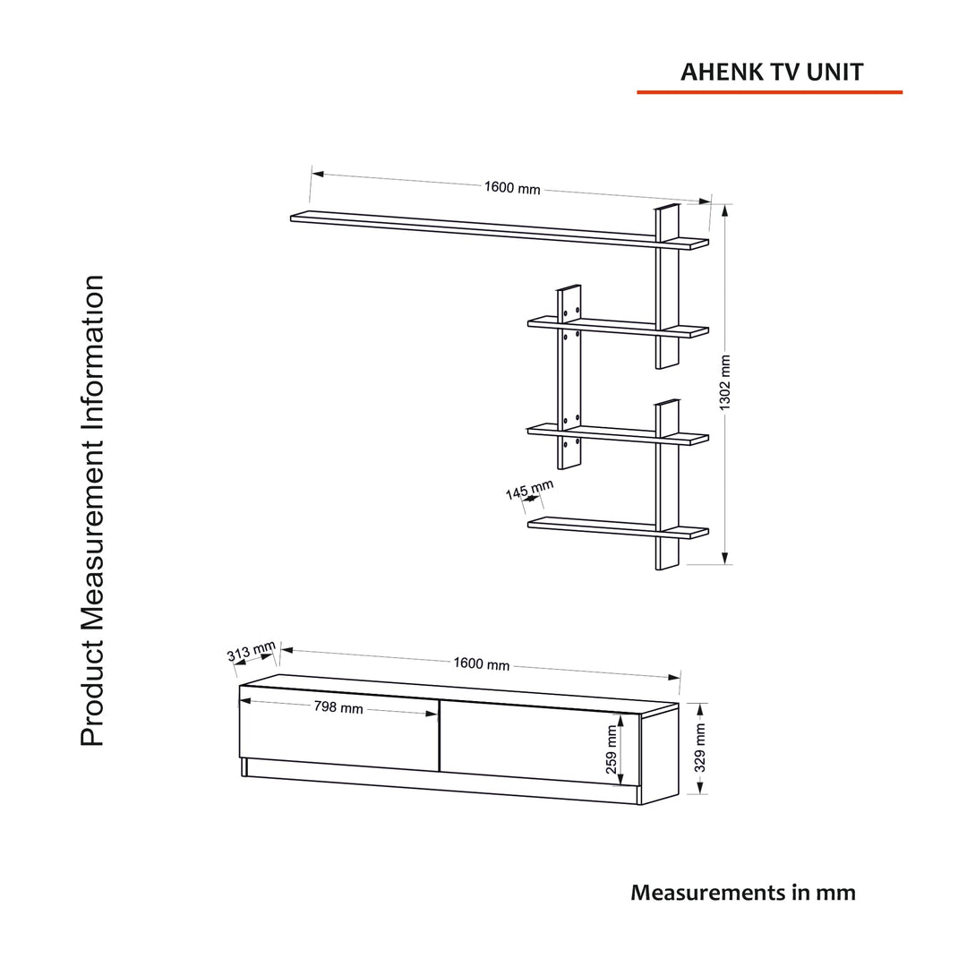 Ahenk Tv Unit White - 160cm