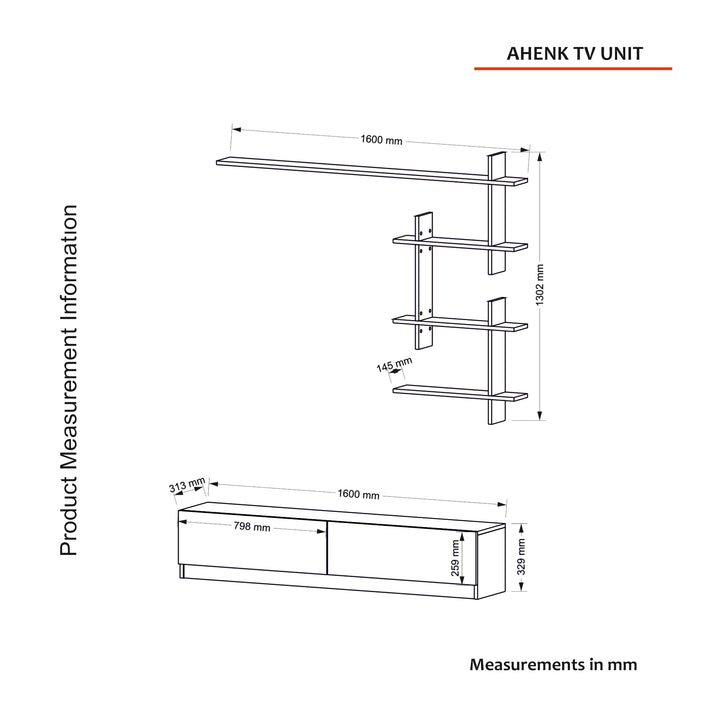 Ahenk Tv Unit White - 160cm